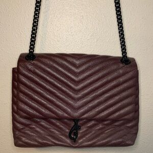 Rebecca Minkoff maroon quilted leather should bag with chain strap